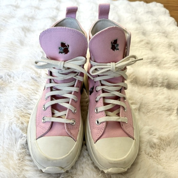 Converse Run Star Hike High Embroidered Rose Lace up Platform Women’s Size 8 - Picture 2 of 9
